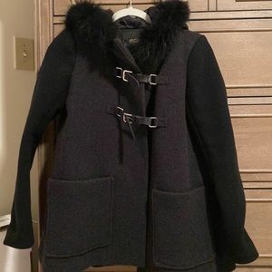Maje wool coat with coyote fur size 36